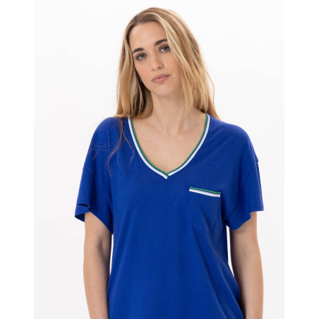 Pyjama en jersey BLOOM 912 Bleu | Lingerie le Chat