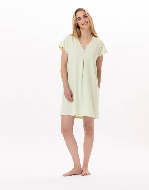 Chemise de nuit en coton PITCHOUN 901 Vert d'eau | Lingerie le Ch