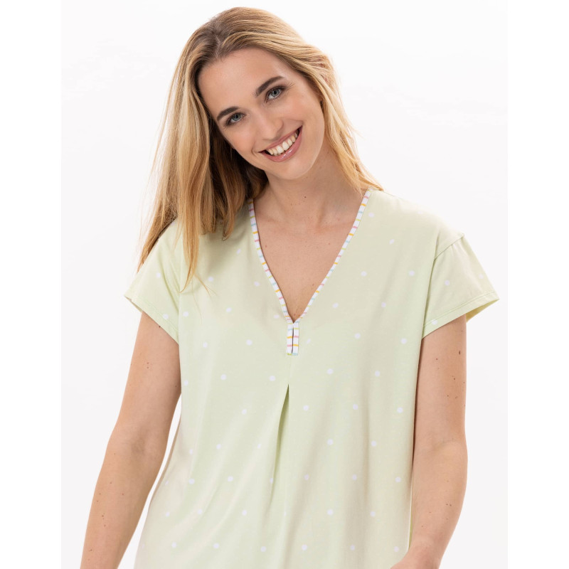 Chemise de nuit en coton PITCHOUN 901 Vert d'eau | Lingerie le Ch