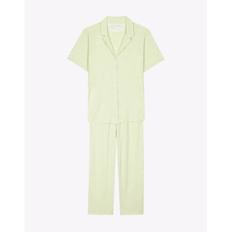 Cotton button-down Pyjama PITCHOUN 906 Water green | Lingerie le Chat