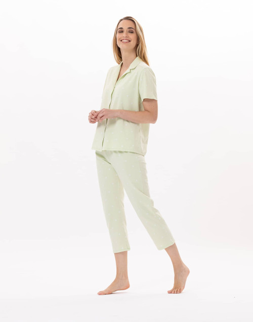 Cotton button-down Pyjama PITCHOUN 906 Water green