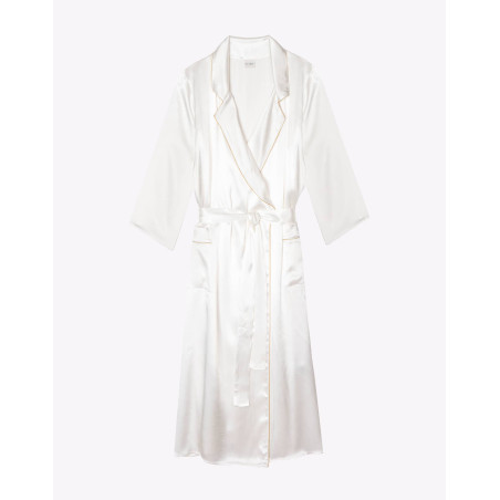 Viscose dressing gown CROISETTE 960 White/Gold | Lingerie le Chat