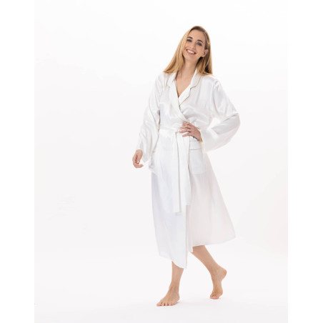 Viscose dressing gown CROISETTE 960 White/Gold | Lingerie le Chat