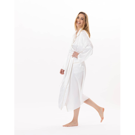 Viscose dressing gown CROISETTE 960 White/Gold | Lingerie le Chat