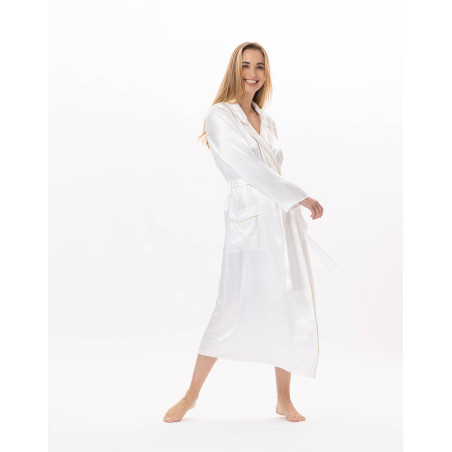 Viscose dressing gown CROISETTE 960 White/Gold | Lingerie le Chat