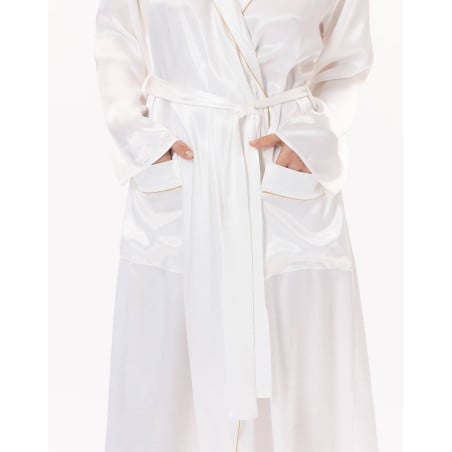 Viscose dressing gown CROISETTE 960 White/Gold | Lingerie le Chat