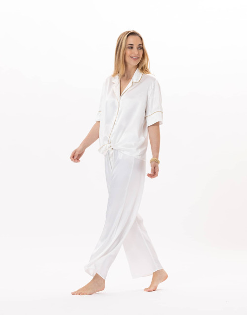 Pyjama boutonné en viscose CROISETTE 906 Blanc/Doré