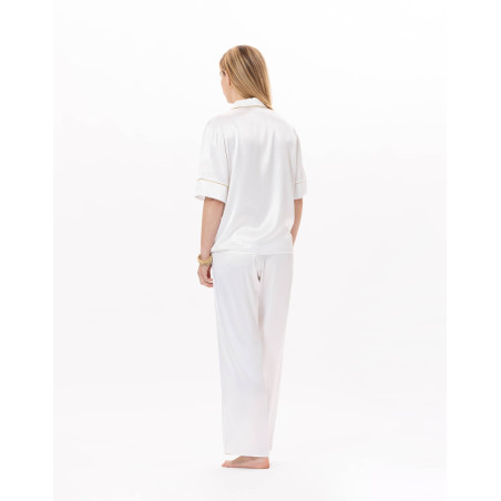 Viscose button-down Pyjama CROISETTE 906 White/Gold | Lingerie le Chat