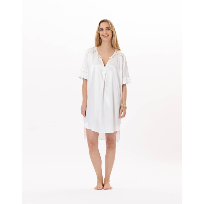 Viscose nightshirt CROISETTE 905 White/Gold | Lingerie le Chat