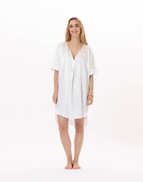 Viscose nightshirt CROISETTE 905 White/Gold | Lingerie le Chat