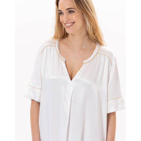 Viscose nightshirt CROISETTE 905 White/Gold | Lingerie le Chat