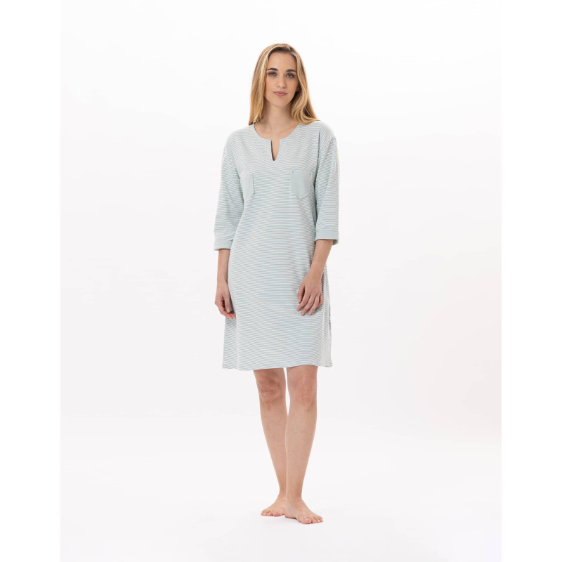 Cotton Nightdress JEANNETTE 901 Turquoise | Lingerie le Chat