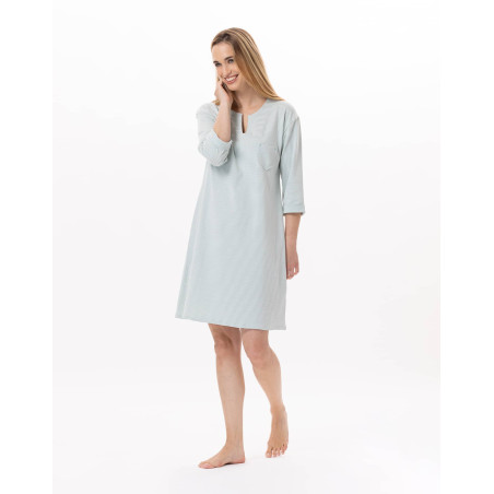 Chemise de nuit en coton JEANNETTE 901 Turquoise | Lingerie le Chat