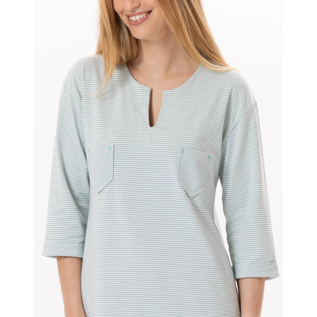 Chemise de nuit en coton JEANNETTE 901 Turquoise | Lingerie le Chat