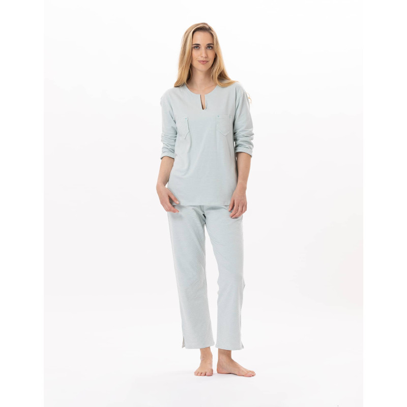 Cotton Pyjama JEANNETTE 902 Turquoise | Lingerie le Chat