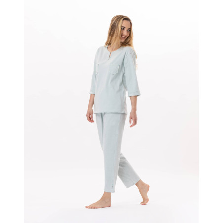 Cotton Pyjama JEANNETTE 902 Turquoise | Lingerie le Chat