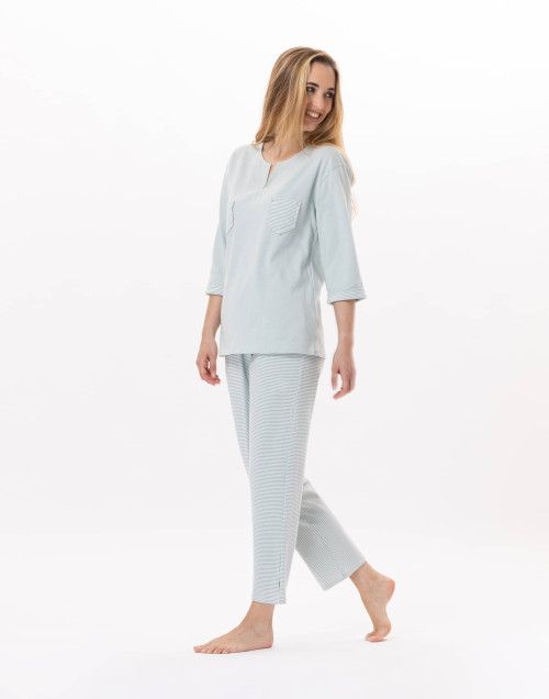 Cotton Pyjama JEANNETTE 902 Turquoise