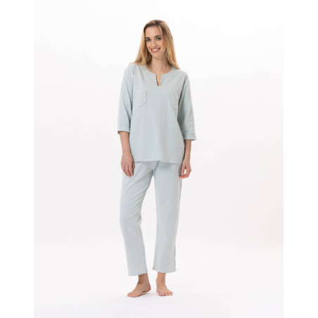 Cotton Pyjama JEANNETTE 902 Turquoise | Lingerie le Chat