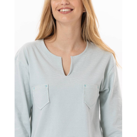 Pyjama en coton JEANNETTE 902 Turquoise | Lingerie le Chat