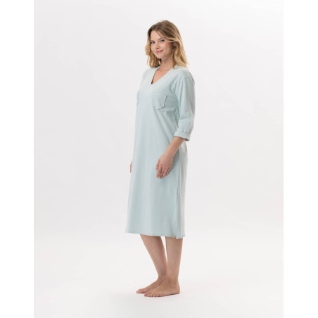 Chemise de nuit en coton JEANNETTE 911 Turquoise | Lingerie le Chat