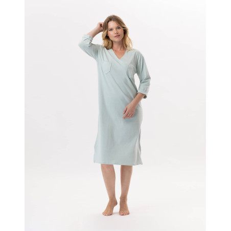 Chemise de nuit en coton JEANNETTE 911 Turquoise | Lingerie le Chat