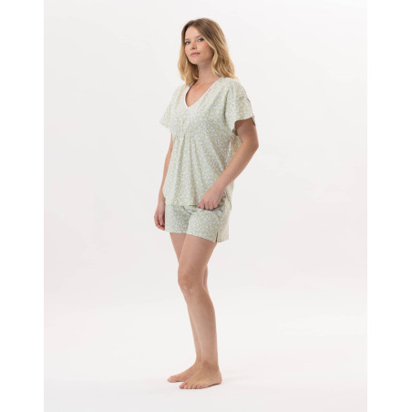 Pyjama short en coton CALISSON 900 Anis | Lingerie le Chat