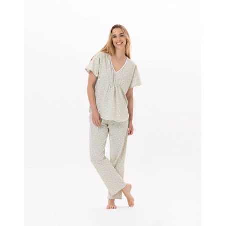 Pyjama en coton CALISSON 902 Anis | Lingerie le Chat