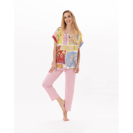 Pyjama en coton ESTEREL 902 Rose | Lingerie le Chat