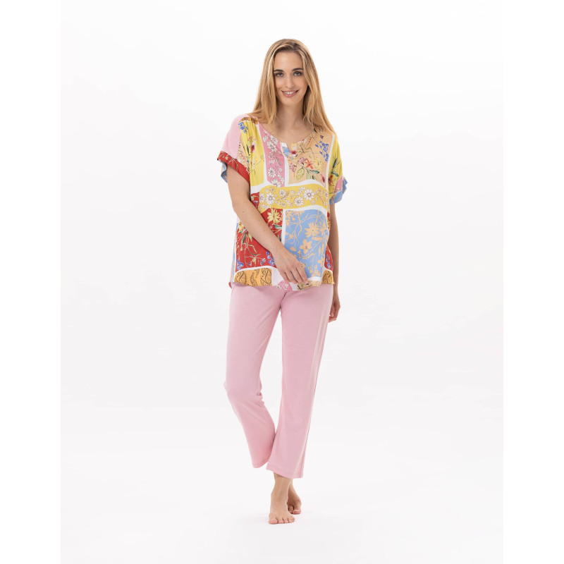 Pyjama en coton ESTEREL 902 Rose | Lingerie le Chat