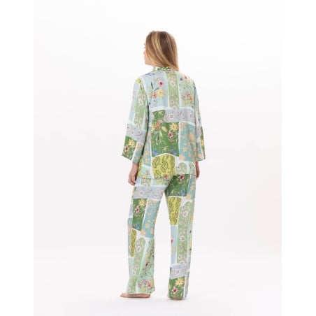 Pyjama boutonné en viscose ESTEREL 906 Vert d'eau | Lingerie le Chat