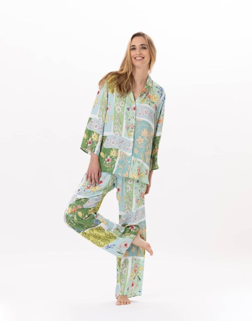 Pyjama boutonné en viscose ESTEREL 906 Vert d'eau