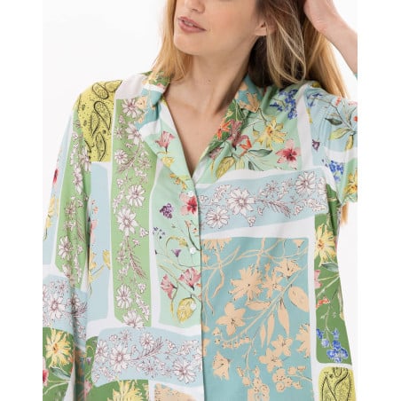 Pyjama boutonné en viscose ESTEREL 906 Vert d'eau | Lingerie le Chat