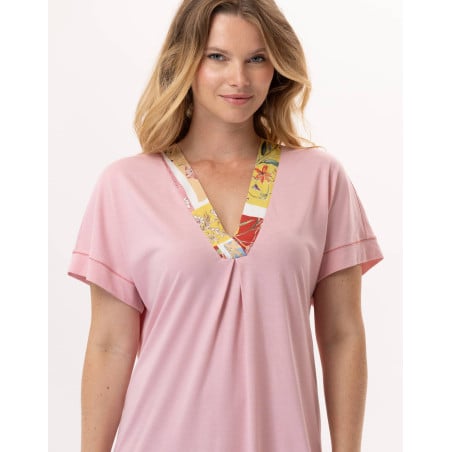 Chemise de nuit en coton ESTEREL 921 Rose | Lingerie le Chat