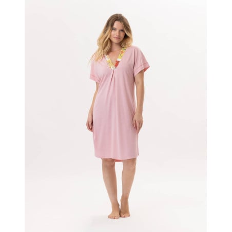 Chemise de nuit en coton ESTEREL 921 Rose | Lingerie le Chat