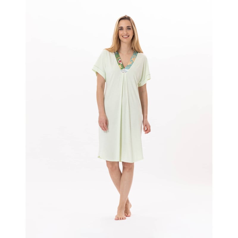 Cotton Nightdress ESTEREL 921 Water green | Lingerie le Chat