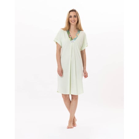 Chemise de nuit en coton ESTEREL 921 Vert d'eau | Lingerie le Chat