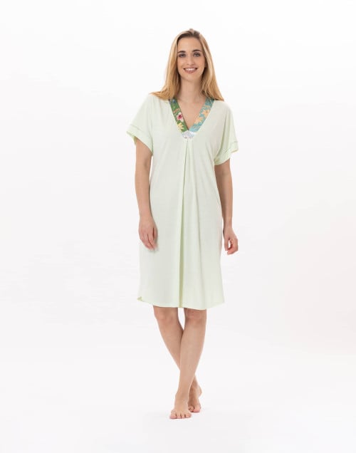 Cotton Nightdress ESTEREL 921 Water green | Lingerie le Chat