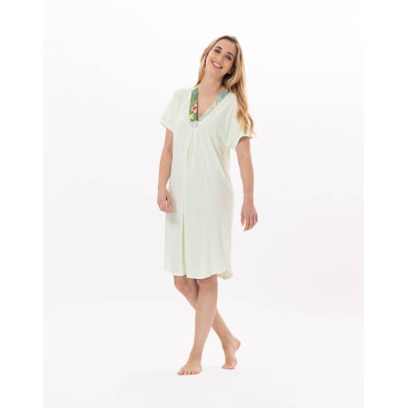 Chemise de nuit en coton ESTEREL 921 Vert d'eau | Lingerie le Chat