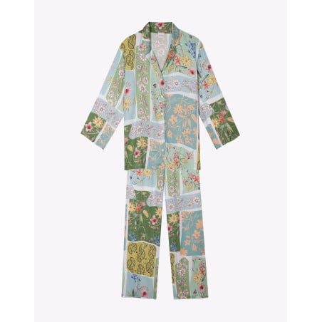 Viscose button-down Pyjama ESTEREL 906 Water green | Lingerie le Chat