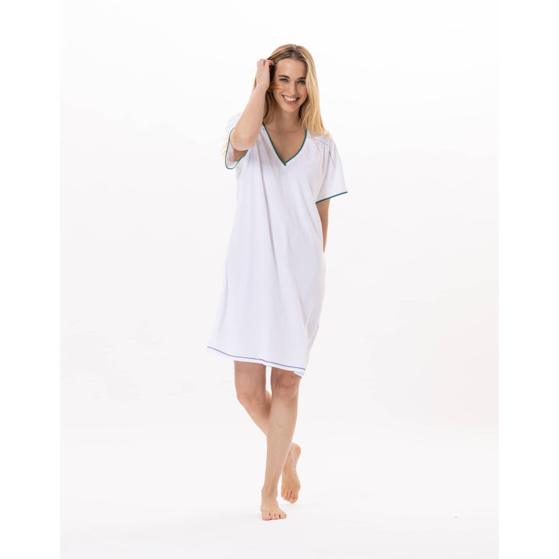 Chemise de nuit en coton VALENSOLE 901 Blanc | Lingerie le Chat