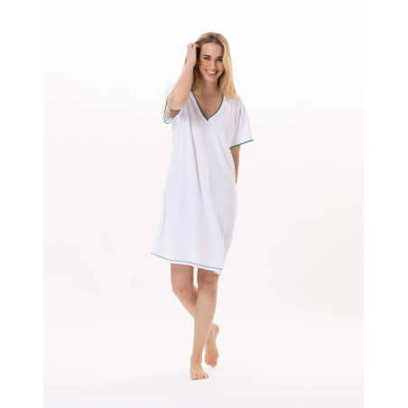 Chemise de nuit en coton VALENSOLE 901 Blanc | Lingerie le Chat