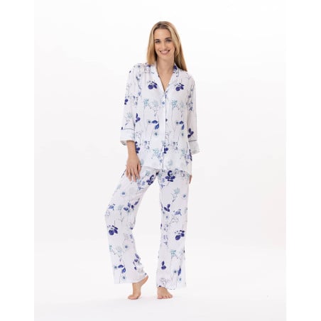 Pyjama boutonné en viscose VALENSOLE 906 Multico | Lingerie le Chat