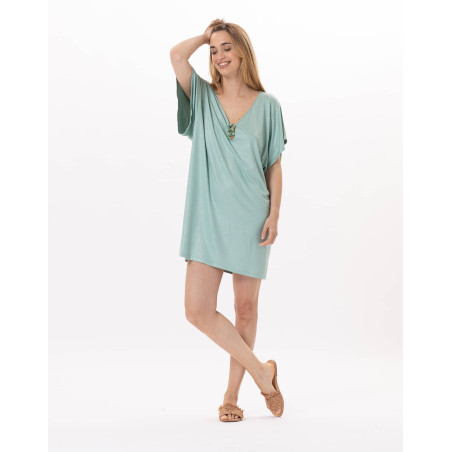 Kaftan en viscose RAMATUELLE 940 Vert d'eau | Lingerie le Chat